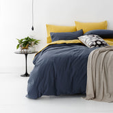 European Blue Vintage Washed Cotton Quilt Cover Set by Park Avenue