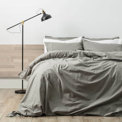 Lorimer 300TC Stone washed Moon Mist Quilt Cover set by Renee Taylor