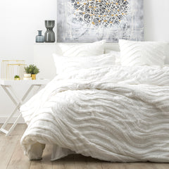 White Wave 100% Cotton Chenille Vintage washed tufted Quilt cover Set by Cloud Linen