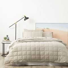 Paradis washed Muddy Taupe Chambray Quilted Quilt Cover set by Park Avenue