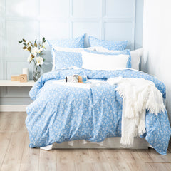 Ditsy Sky European Vintage Washed Printed Cotton Quilt cover set Euro P/Case by Renee Taylor