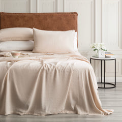 Cavallo Stone Washed 100 % French Linen Natural Sheet set by Renee Taylor