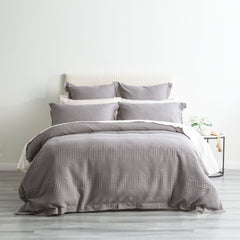 Elegance Waffle Fossil Cotton Jacquard Quilt Cover set by Renee Taylor