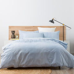 Chambray French Blue Washed Cotton Quilt cover Set by Renee Taylor