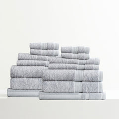 Stella 650 GSM Silver Soft Bamboo Cotton 14 Piece Bath Towel by Renee Taylor