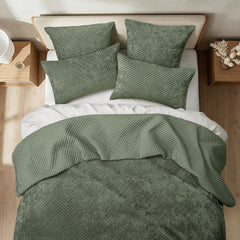 Archie Cross Stitch Velvet Coverlet Set Military by Renee Taylor