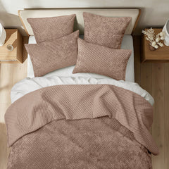 Archie Cross Stitch Velvet Coverlet Set Wood by Renee Taylor