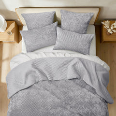 Archie Cross Stitch Velvet Coverlet Set Silver Line by Renee Taylor