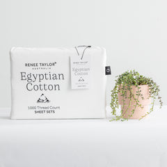 1000 Thread Count Egyptian Cotton Sheet Set Snow by Renee Taylor
