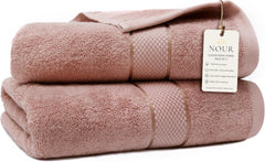 NOUR Signature Bath Towels – 2 Pack | GOTS Certified 100% Cotton, 600 GSM | Dusty Pink