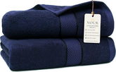 NOUR Signature Bath Towels – 2 Pack | GOTS Certified 100% Cotton, 600 GSM | Royal Navy Blue
