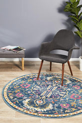 Babylon 209 Navy Round Rug