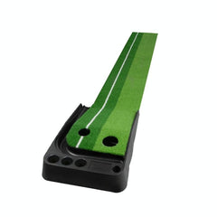 2.5M Golf Mini Putting Mat With Push Rod Trainer - Fairway Green