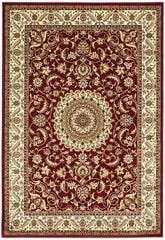 Sydney Collection Medallion Rug Red With Ivory Border