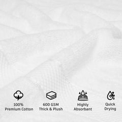 NOUR Signature Bath Towels – 4 Pack | GOTS Certified 100% Cotton, 600 GSM | Snow White