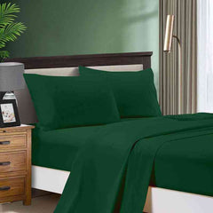 Dark Green 1000TC Ultra Soft Flat & Fitted Sheet Set by Fabric Fantastic