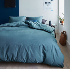 Organic Cotton Basic Blue Grey Organic Cotton Quilt Cover Sets by Bedding House