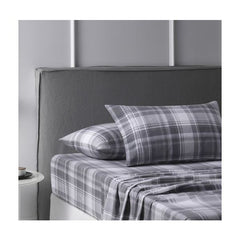 Grey Plaid Cotton Flannelette Sheet Set by Accessorize