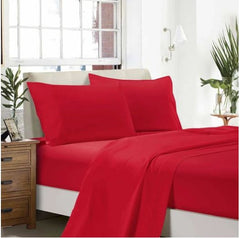 Red 1000TC Ultra Soft Flat & Fitted Sheet Set by Fabric Fantastic