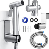 Stainless Steel Bidet Hand Shower Wear Resist Self Cleaning Bidet Sprayer Set with 2 Way Diverter & Hose for Bidet Toilet Shower