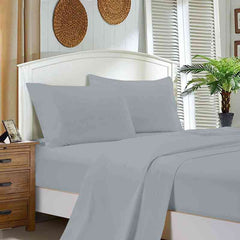Silver 1000TC Ultra Soft Flat & Fitted Sheet Set by Fabric Fantastic