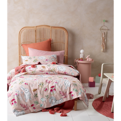 Story Time Pink Printed Cotton Quilt Cover Sets by Happy Kids