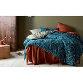 Lisa Teal Washed Cotton Printed 3 Piece Comforter Set by Accessorize