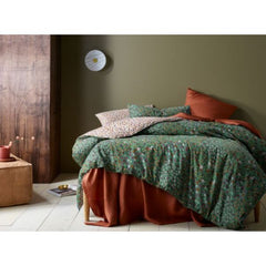 Lisa Green Washed Cotton Printed 3 Piece Comforter Set by Accessorize
