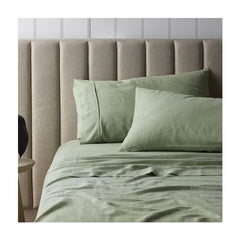 Sage Cotton Linen Sheet Set by Vintage Design