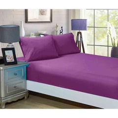 Purple 1000TC Ultra Soft 3-Piece Fitted Sheet & 2 Pillowcases Set by Fabric Fantastic
