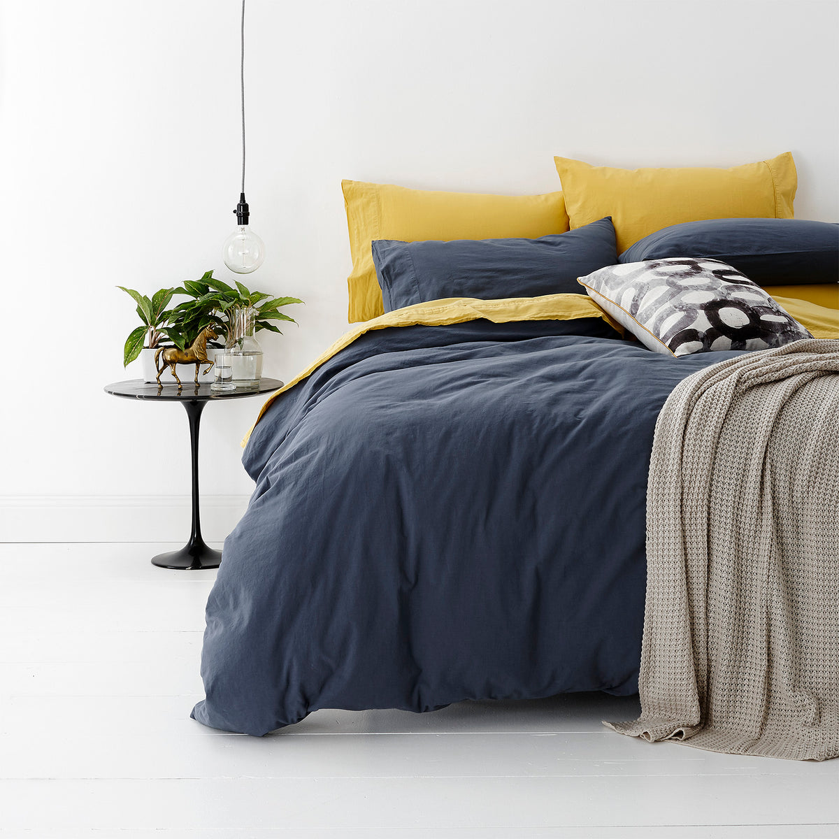 European Blue Vintage Washed Cotton Quilt Cover Set by Park Avenue