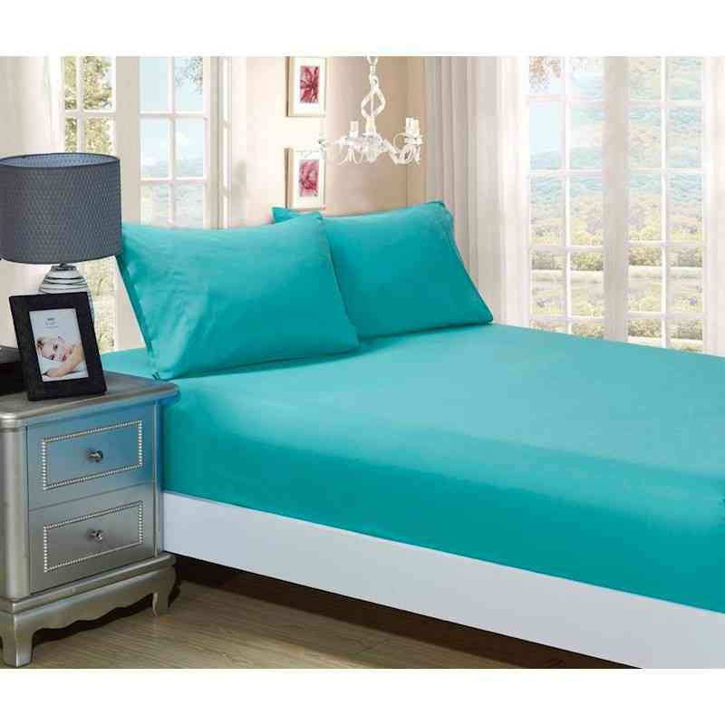Teal 1000TC Ultra Soft 3-Piece Fitted Sheet & 2 Pillowcases Set by Fabric Fantastic