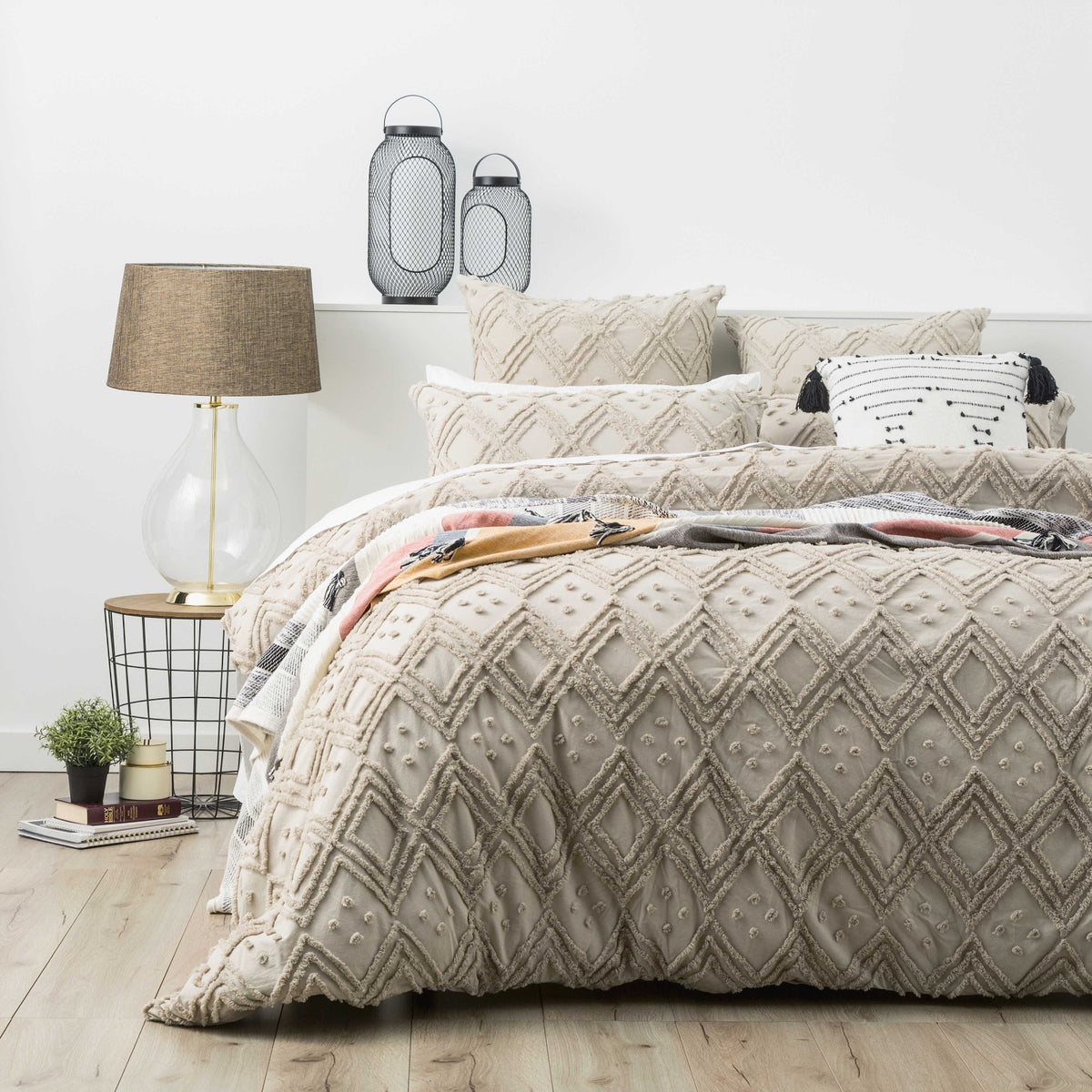 Medallion Stone cotton Vintage washed Tufted Quilt Cover set Euro P/Case by Park Avenue