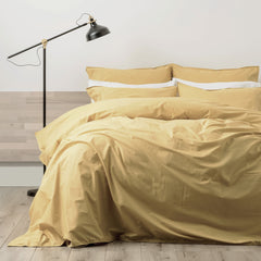 Lorimer 300TC Stone washed Mustard Quilt Cover set by Renee Taylor