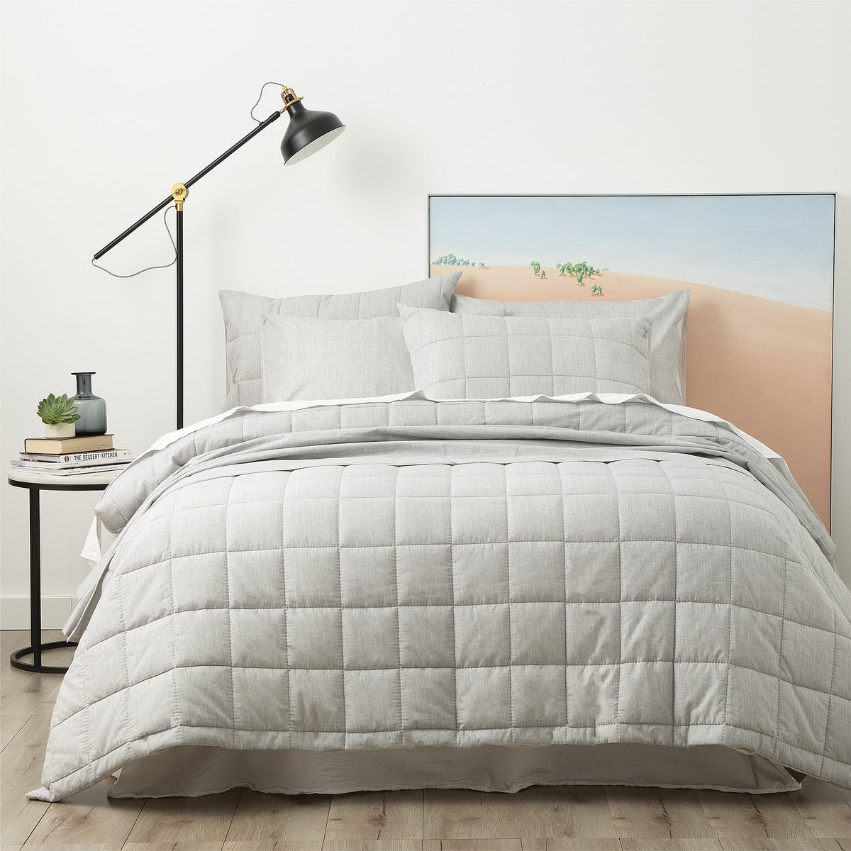 Paradis washed Charcoal Chambray Quilted Quilt Cover set by Park Avenue