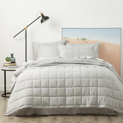 Paradis washed Charcoal Chambray Quilted Quilt Cover set by Park Avenue