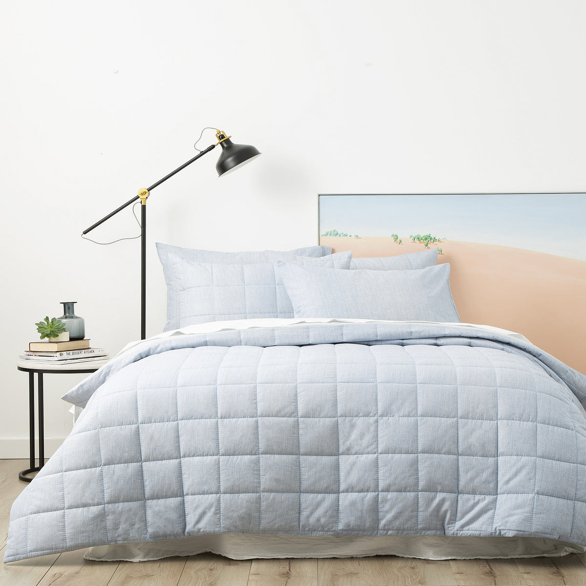 Paradis washed Sky Chambray Quilted Quilt Cover set by Park Avenue