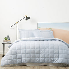 Paradis washed Sky Chambray Quilted Quilt Cover set by Park Avenue