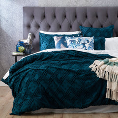 Medallion Evergreen cotton Vintage washed Tufted Quilt Cover set Euro P/Case by Park Avenue