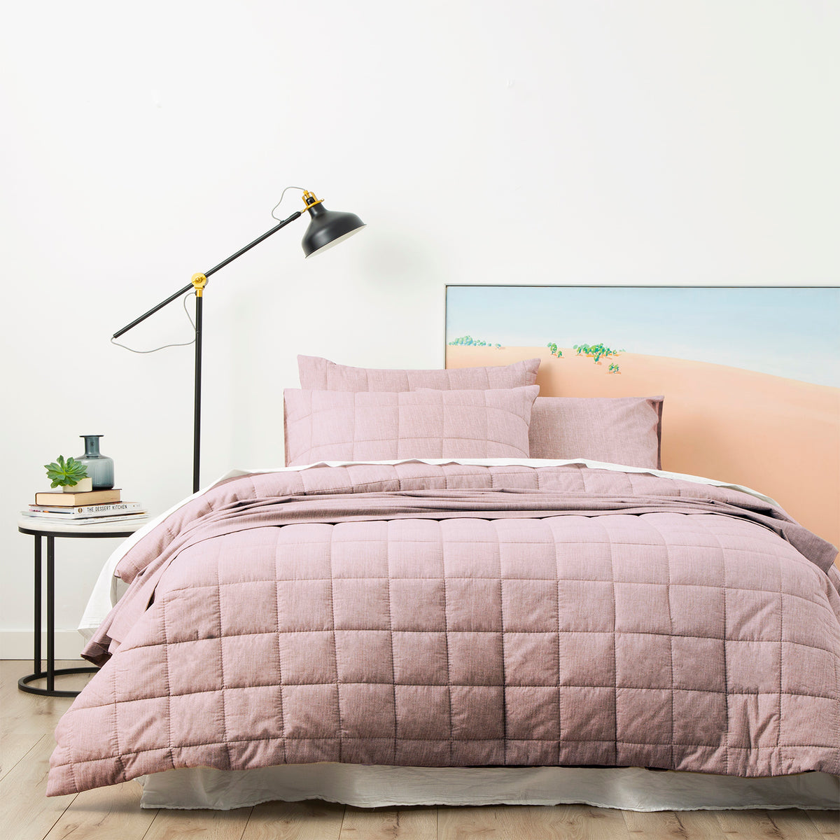Paradis washed Plum Chambray Quilted Quilt Cover set by Park Avenue