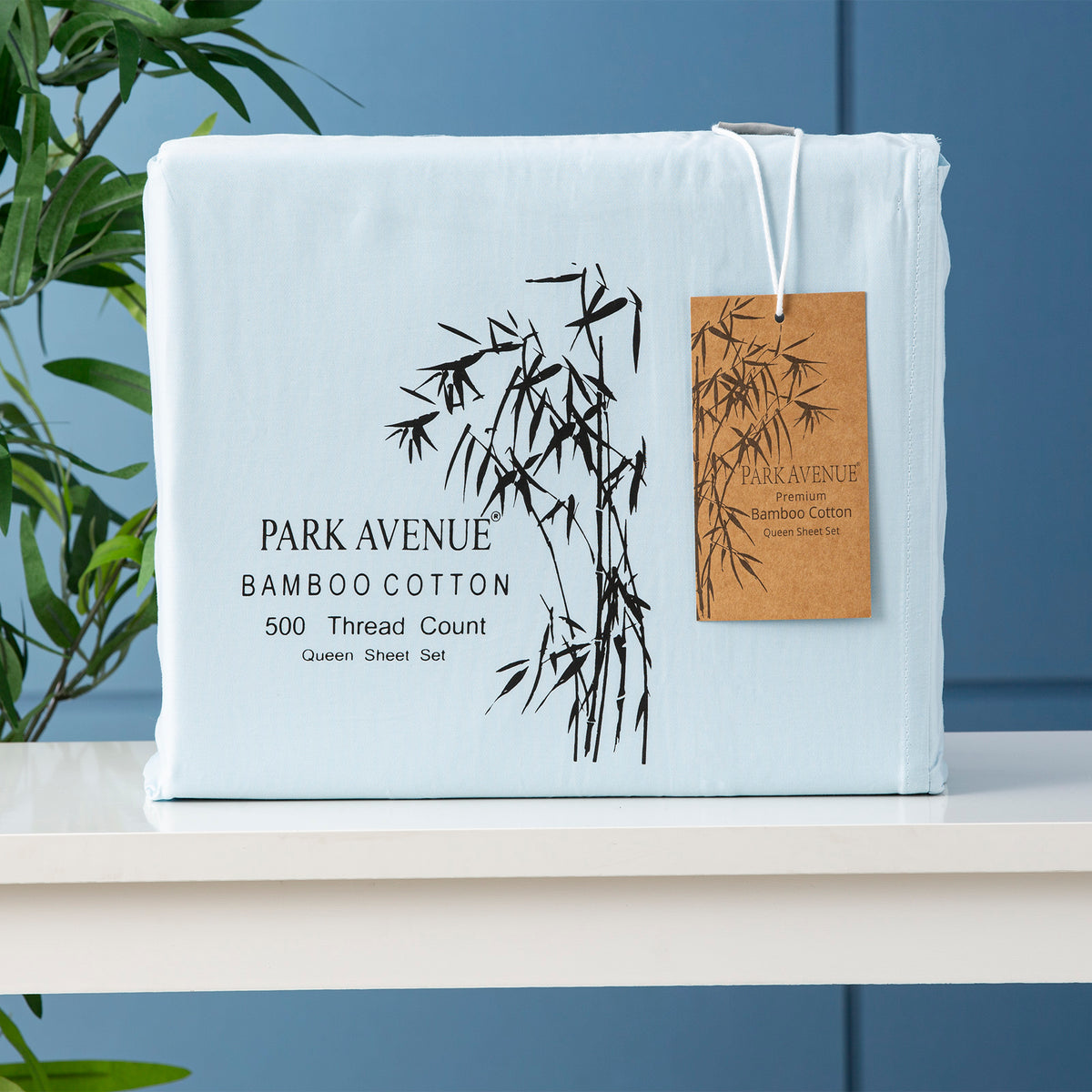 500 Thread count Mid Blue Natural Bamboo Cotton Sheet sets by Park Avenue