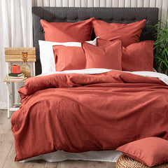 Cavallo Stone washed 100% Linen Paprika Quilt Cover set by Renee Taylor