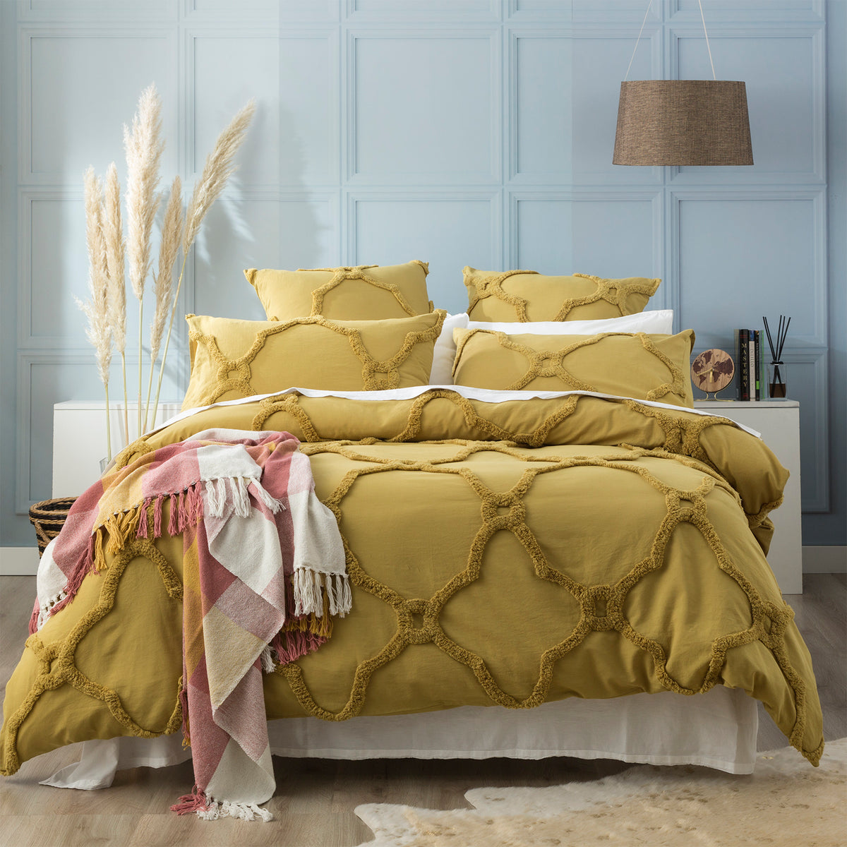 Moroccan 100% Willow Cotton Chenille Vintage washed Tufted Quilt cover set by Renee Taylor