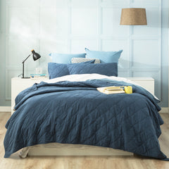 Attwood Vintage Stone Washed Cotton Quilted Ink Coverlet Set By Renee Taylor