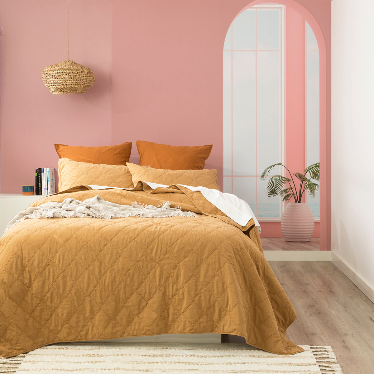 Attwood Vintage Stone Washed Cotton Quilted Wood Coverlet Set By Renee Taylor