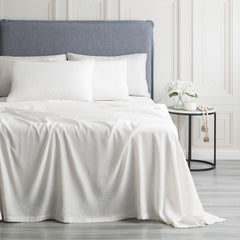 Cavallo Stone Washed 100 % French Linen White Sheet set by Renee Taylor