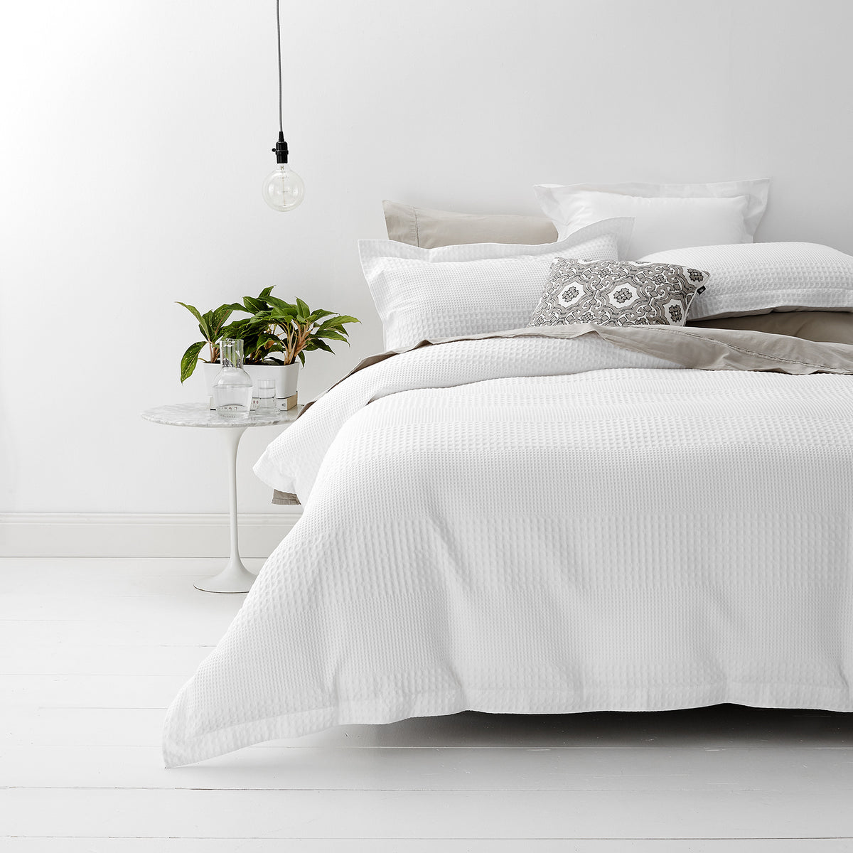 Elegance Waffle White Cotton Jacquard Euro PC by Renee Taylor