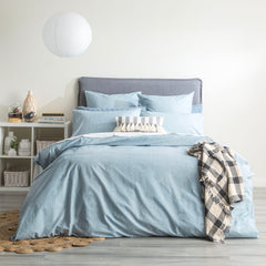 Chambray Aquatic Washed Cotton Quilt cover Set by Renee Taylor
