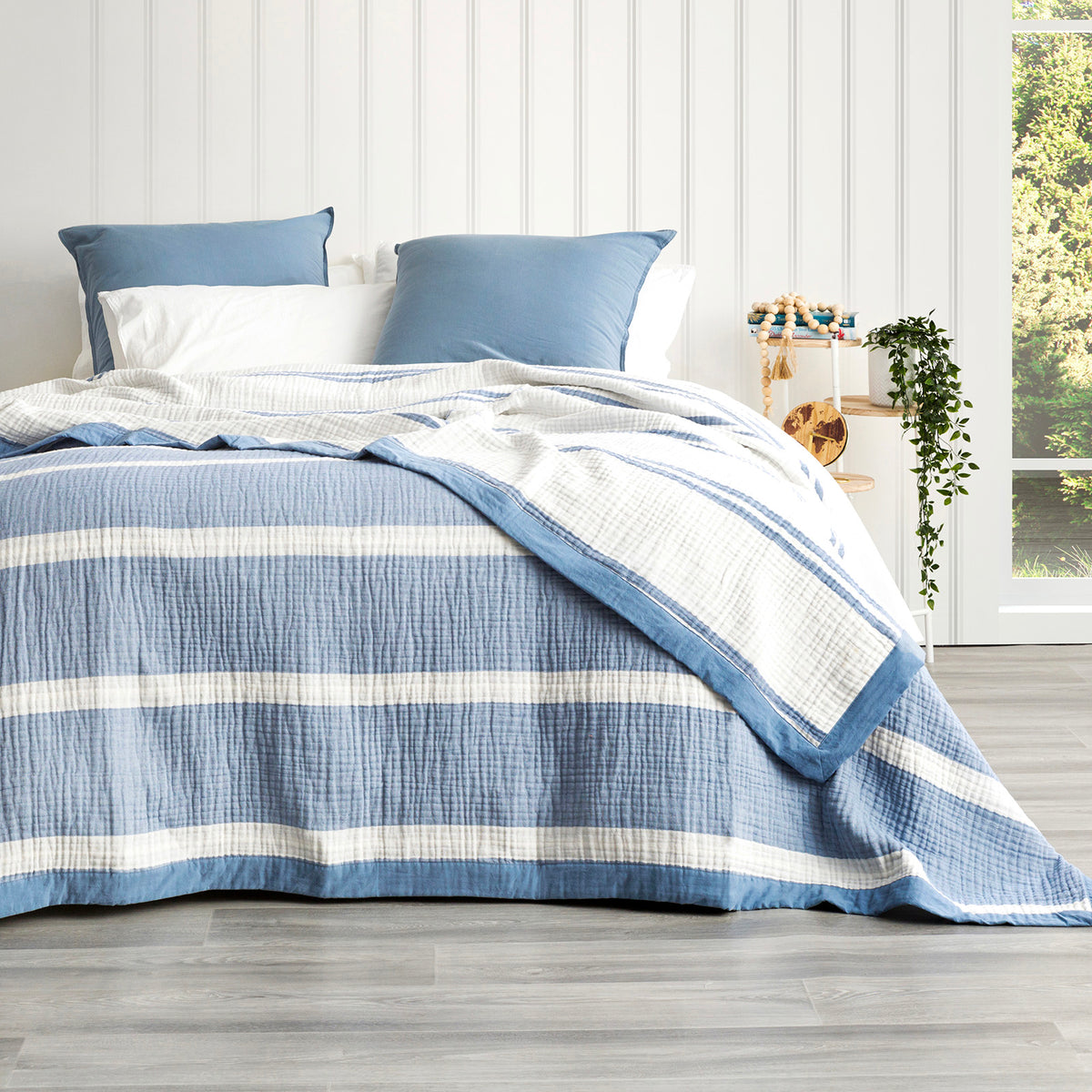 Brighton Artic Washed Cotton Yarn Dyed Textured Blanket by Renee Taylor