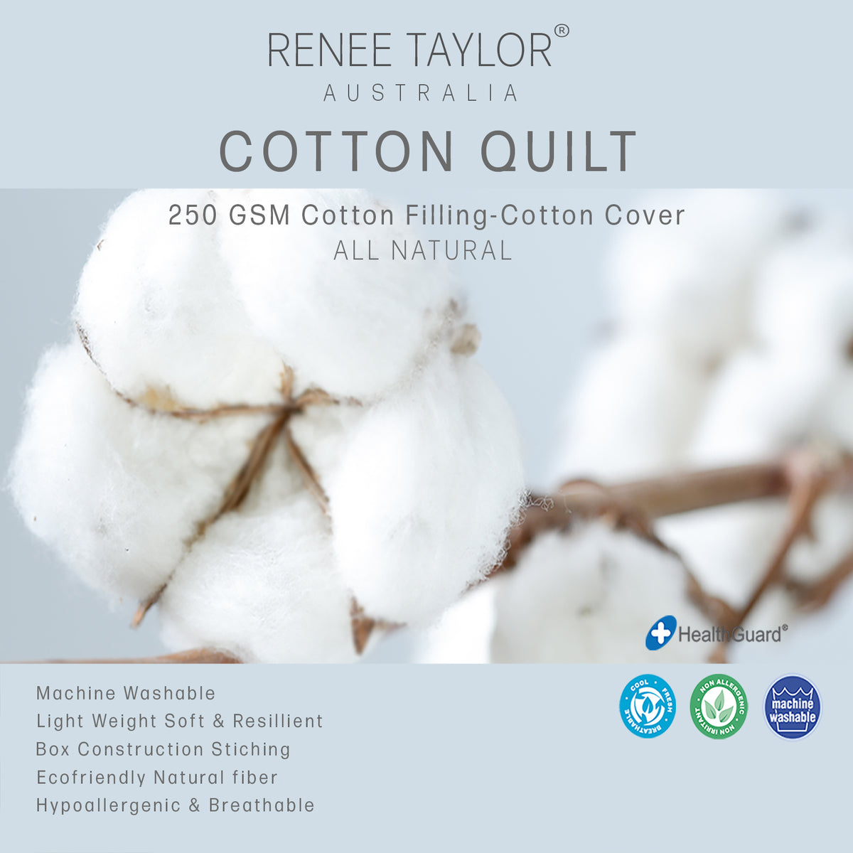 Premium Light Weight All Cotton Quilt by Renee Taylor